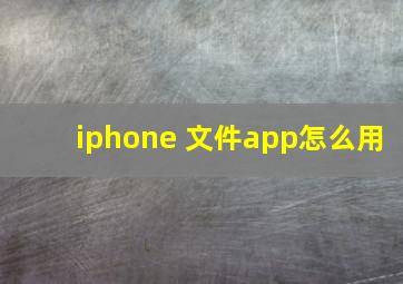 iphone 文件app怎么用